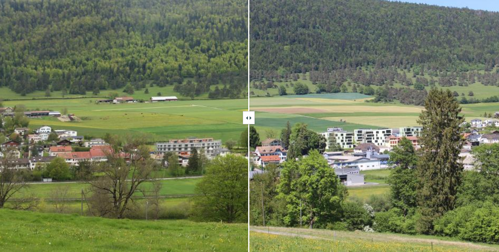 Blick auf das Dorf Corgémont