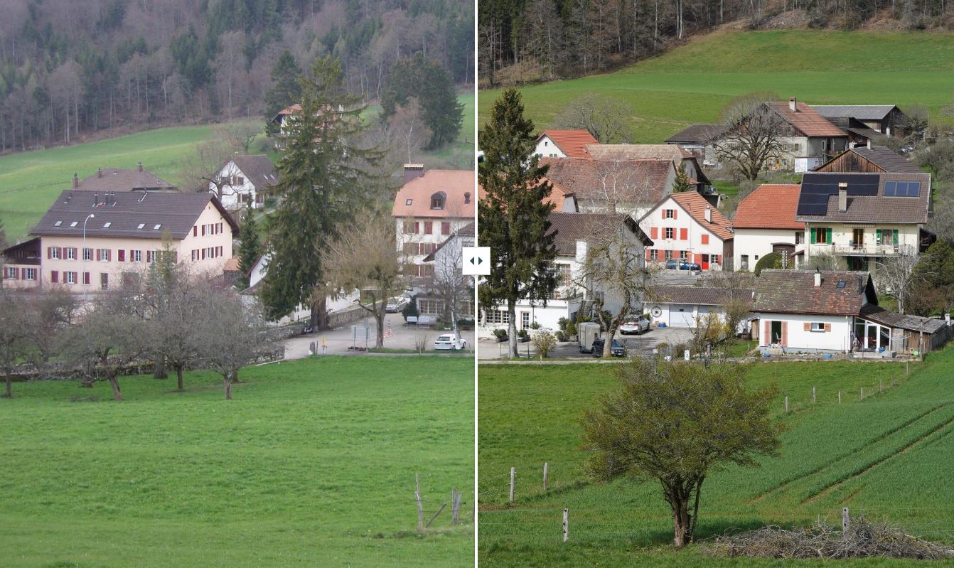 Blick auf das Dorf Enges